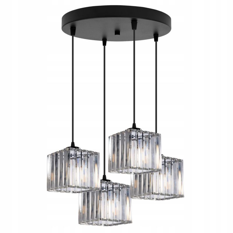 Lampa sufitowa wisząca okrągła Light Home LH Holdi 4x E27 60W klosz kwadratowe szkło 1szt.