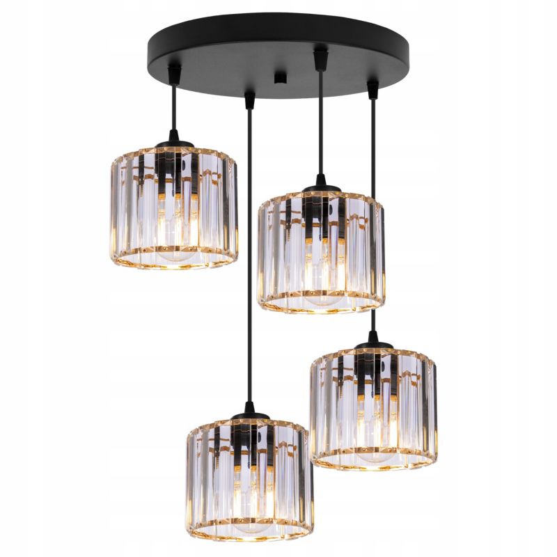 Lampa sufitowa wisząca okrągła Light Home LH Holdi 4x E27 60W klosz złote szkło 1szt.