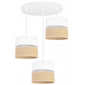 Lampa sufitowa wisząca okrągła Light Home LH Juta 3x E27 60W abażur 20cm tkanina biały 1szt.