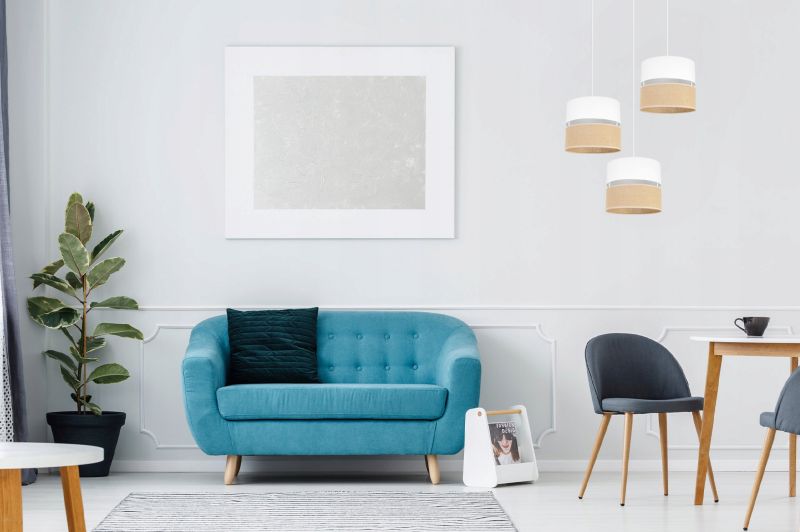 Lampa sufitowa wisząca okrągła Light Home LH Juta 3x E27 60W abażur 20cm tkanina biały 1szt.