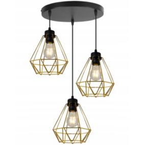 Lampa sufitowa wisząca okrągła Light Home LH Nuvola 3x E27 60W metalowy złoty 1szt.