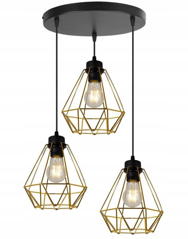 Lampa sufitowa wisząca okrągła Light Home LH Nuvola 3x E27 60W metalowy złoty 1szt.