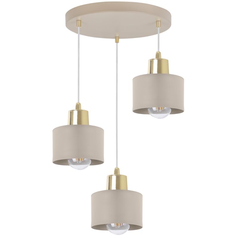 Lampa sufitowa wisząca okrągła Light Home LH Panta 3x E27 kaszmirowy/złoty 1szt.