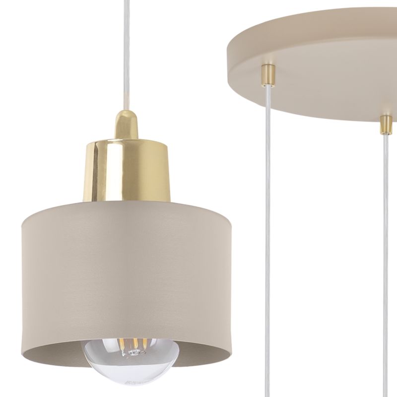 Lampa sufitowa wisząca okrągła Light Home LH Panta 3x E27 kaszmirowy/złoty 1szt.