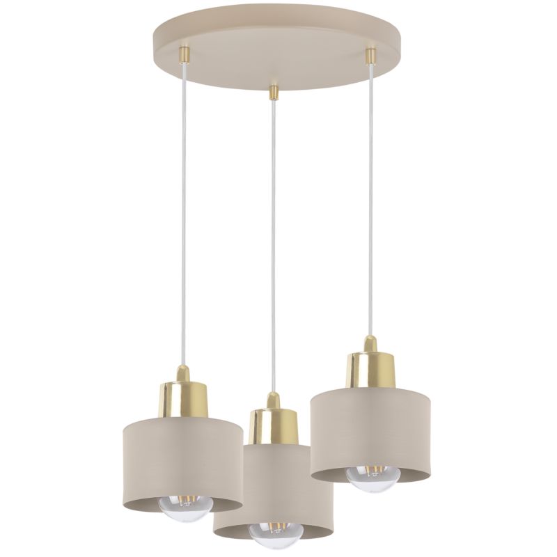 Lampa sufitowa wisząca okrągła Light Home LH Panta 3x E27 kaszmirowy/złoty 1szt.