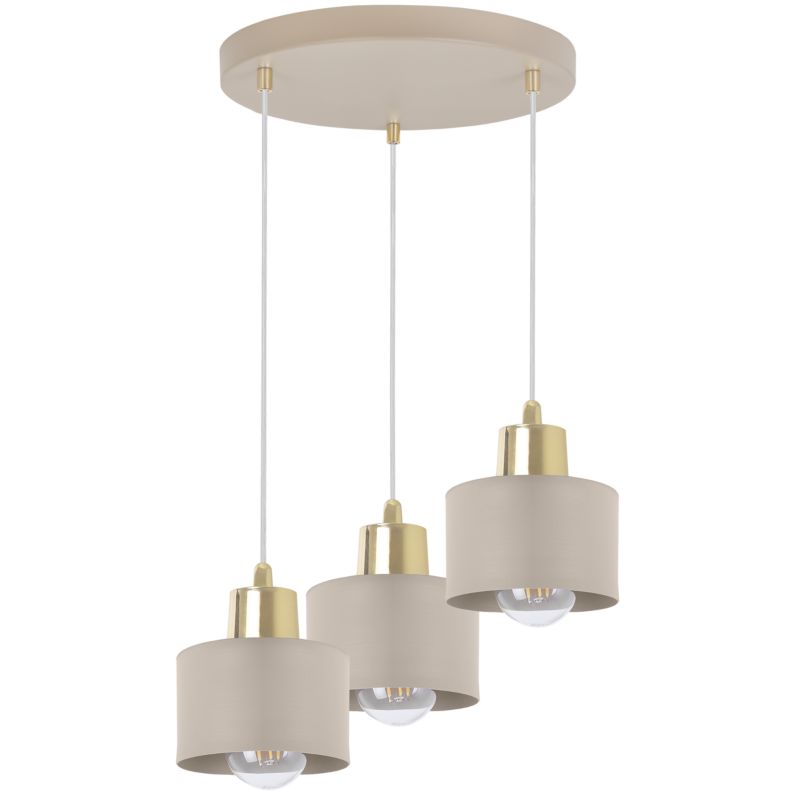 Lampa sufitowa wisząca okrągła Light Home LH Panta 3x E27 kaszmirowy/złoty 1szt.