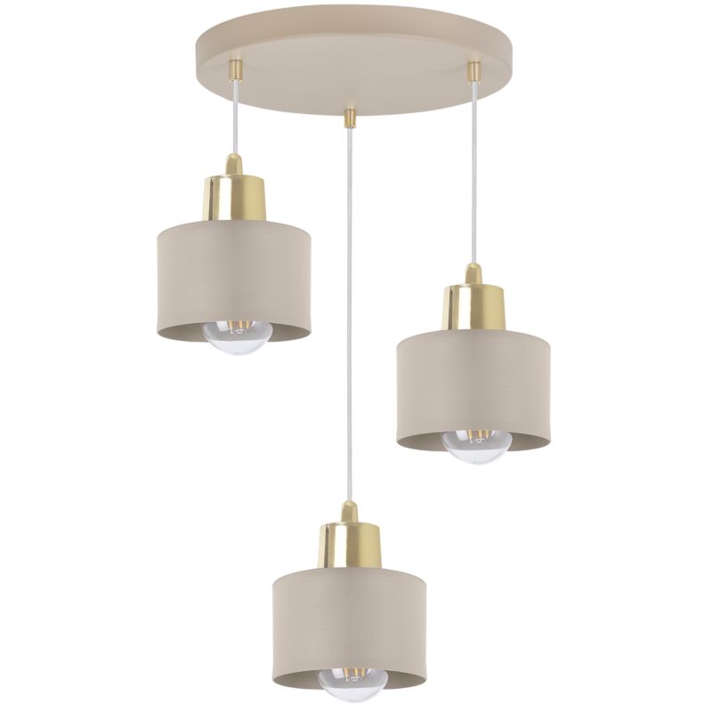 Lampa sufitowa wisząca okrągła Light Home LH Panta 3x E27 kaszmirowy/złoty 1szt.
