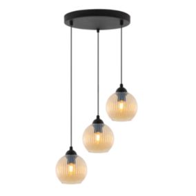 Lampa sufitowa wisząca okrągła Light Home LH Riffle Kula 3x E27 60W miodowy 1szt.