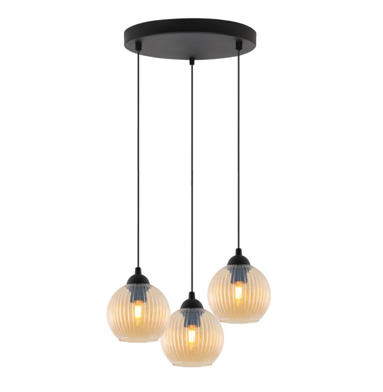 Lampa sufitowa wisząca okrągła Light Home LH Riffle Kula 3x E27 60W miodowy 1szt.