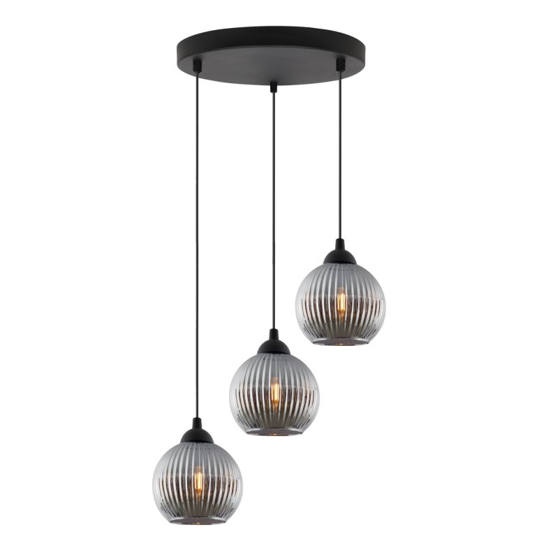 Lampa sufitowa wisząca okrągła Light Home LH Riffle Kula 3x E27 60W szary 1szt.