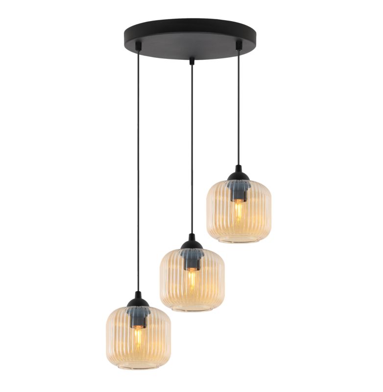 Lampa sufitowa wisząca okrągła Light Home LH Riffle Walec 3x E27 60W miodowy 1szt.