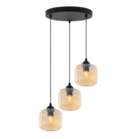Lampa sufitowa wisząca okrągła Light Home LH Riffle Walec 3x E27 60W miodowy 1szt.