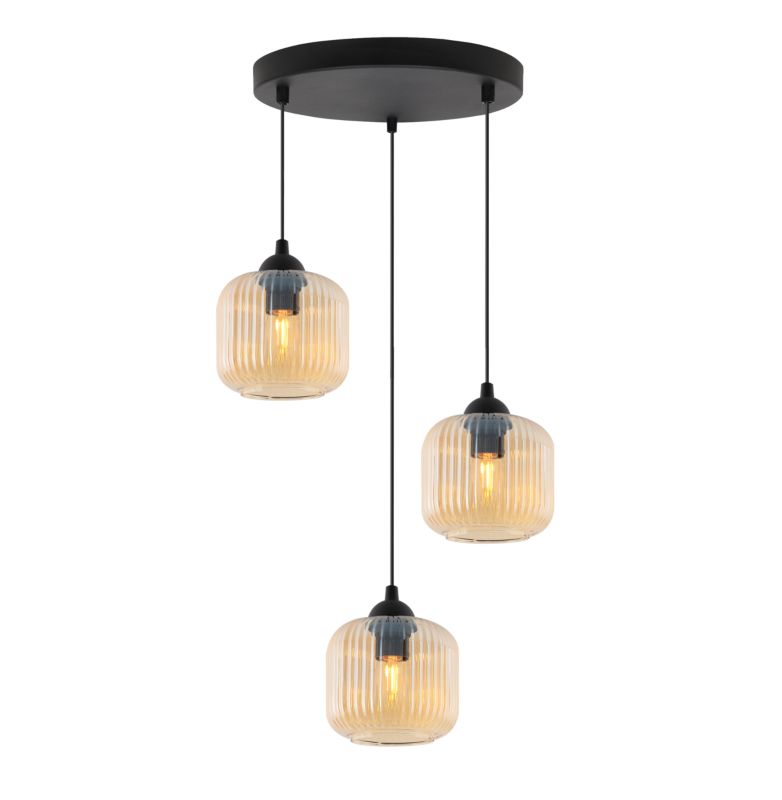 Lampa sufitowa wisząca okrągła Light Home LH Riffle Walec 3x E27 60W miodowy 1szt.