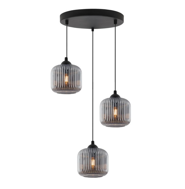 Lampa sufitowa wisząca okrągła Light Home LH Riffle Walec 3x E27 60W szary 1szt.