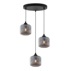 Lampa sufitowa wisząca okrągła Light Home LH Riffle Walec 3x E27 60W szary 1szt.