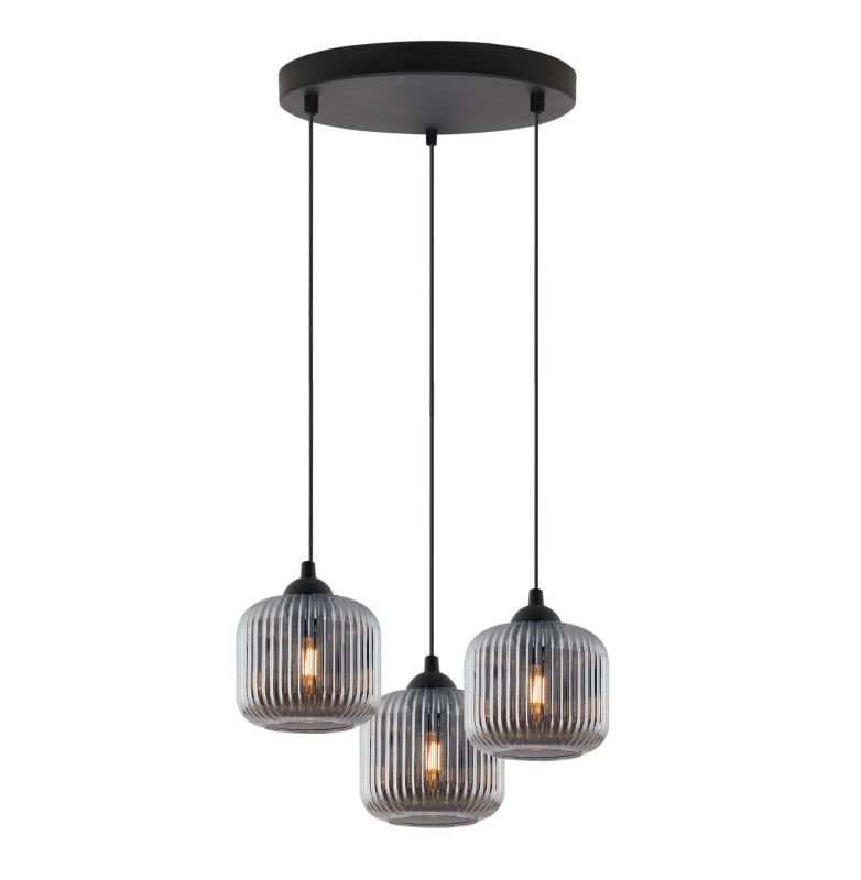 Lampa sufitowa wisząca okrągła Light Home LH Riffle Walec 3x E27 60W szary 1szt.