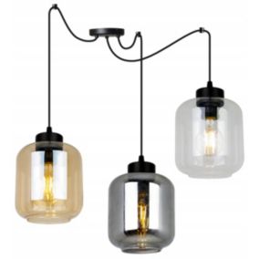 Lampa sufitowa wisząca okrągła Light Home LH Spider Novalja 3x E27 60W szary/miodowy/bezbarwny 1szt