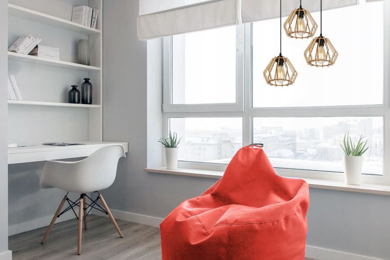 Lampa sufitowa wisząca okrągła Light Home LH Timber drewno 3x E27 60W klosz diament czarny 1szt.