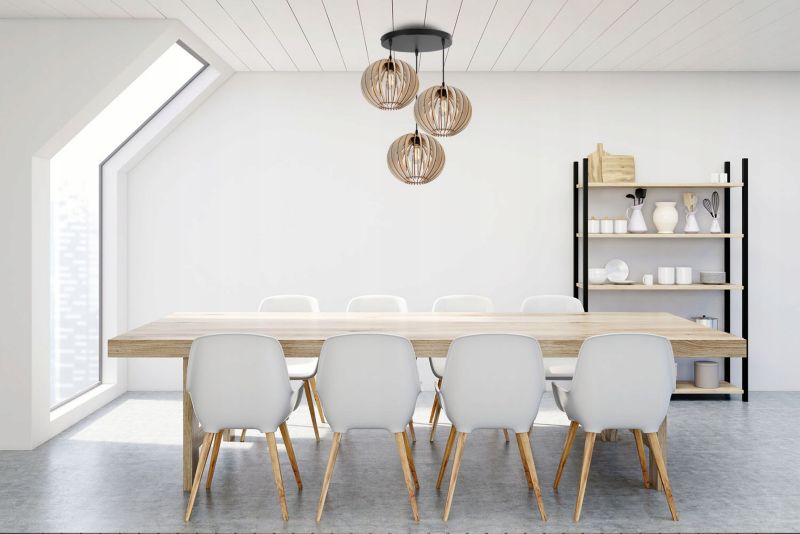 Lampa sufitowa wisząca okrągła Light Home LH Timber drewno 3x E27 60W klosz kula 27cm czarny 1szt.