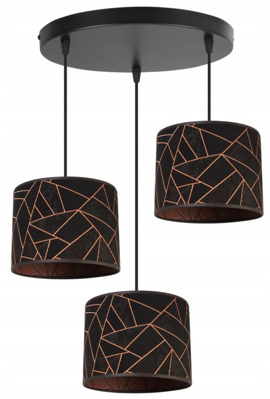Lampa sufitowa wisząca okrągła Light Home LH Werona 3x E27 60W czarny/miedź 1szt.