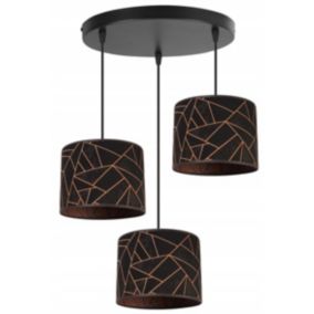 Lampa sufitowa wisząca okrągła Light Home LH Werona 3x E27 60W czarny/miedź 1szt.