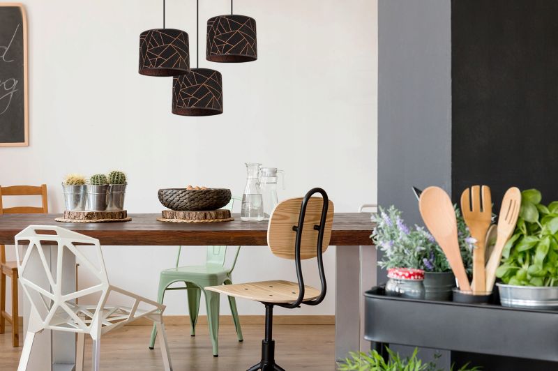 Lampa sufitowa wisząca okrągła Light Home LH Werona 3x E27 60W czarny/miedź 1szt.