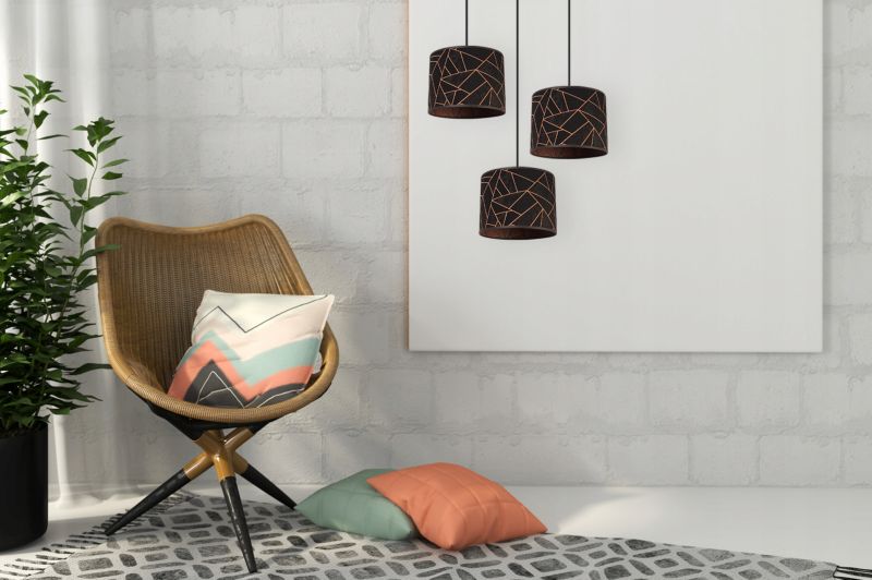 Lampa sufitowa wisząca okrągła Light Home LH Werona 3x E27 60W czarny/miedź 1szt.