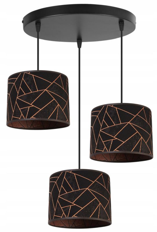 Lampa sufitowa wisząca okrągła Light Home LH Werona 3x E27 60W czarny/miedź 1szt.