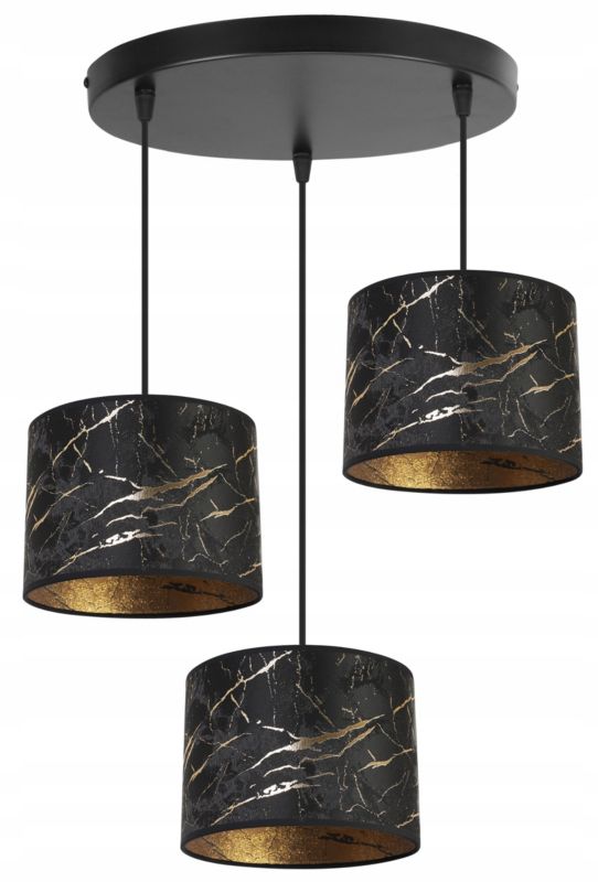 Lampa sufitowa wisząca okrągła Light Home LH Werona 3x E27 60W czarny/złoty 1szt.
