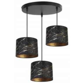 Lampa sufitowa wisząca okrągła Light Home LH Werona 3x E27 60W czarny/złoty 1szt.