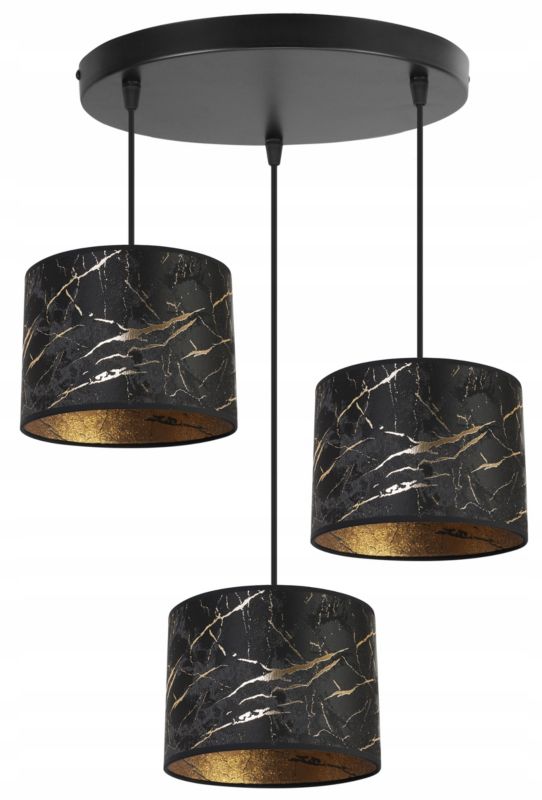 Lampa sufitowa wisząca okrągła Light Home LH Werona 3x E27 60W czarny/złoty 1szt.