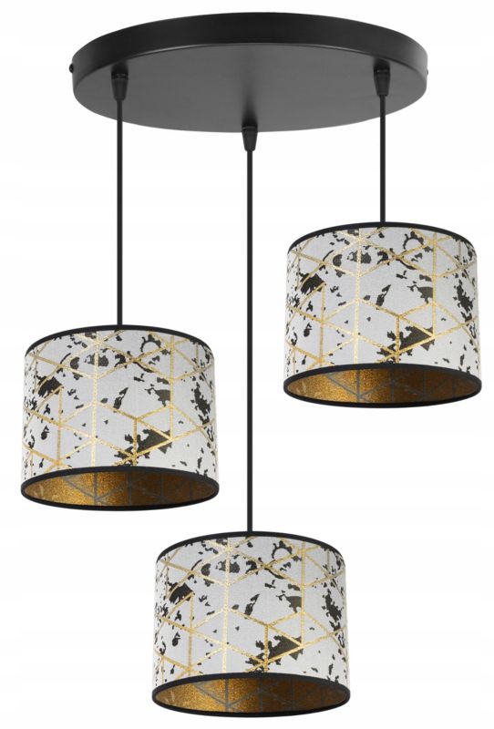 Lampa sufitowa wisząca okrągła Light Home LH Werona 3x E27 60W szary/złoty 1szt.