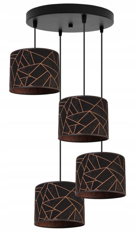 Lampa sufitowa wisząca okrągła Light Home LH Werona 4x E27 60W czarny/miedź 1szt.