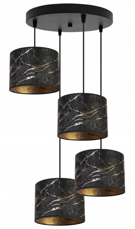Lampa sufitowa wisząca okrągła Light Home LH Werona 4x E27 60W czarny/złoty 1szt.