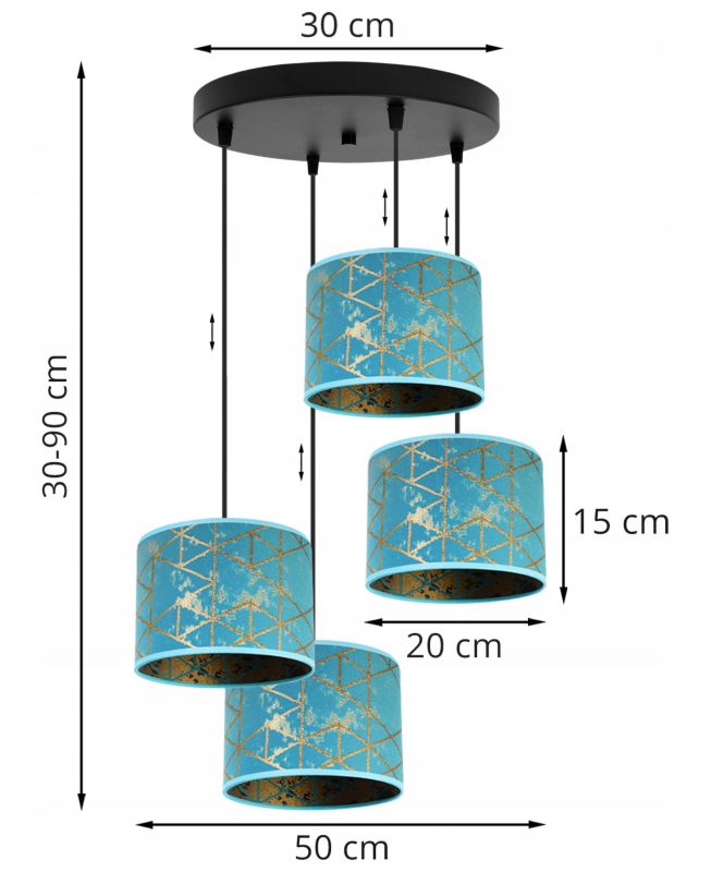 Lampa sufitowa wisząca okrągła Light Home LH Werona 4x E27 60W niebieski 1szt.