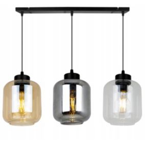 Lampa sufitowa wisząca okrąłga Light Home LH Novalja 3x E27 60W szary/miodowy/bezbarwny 1szt