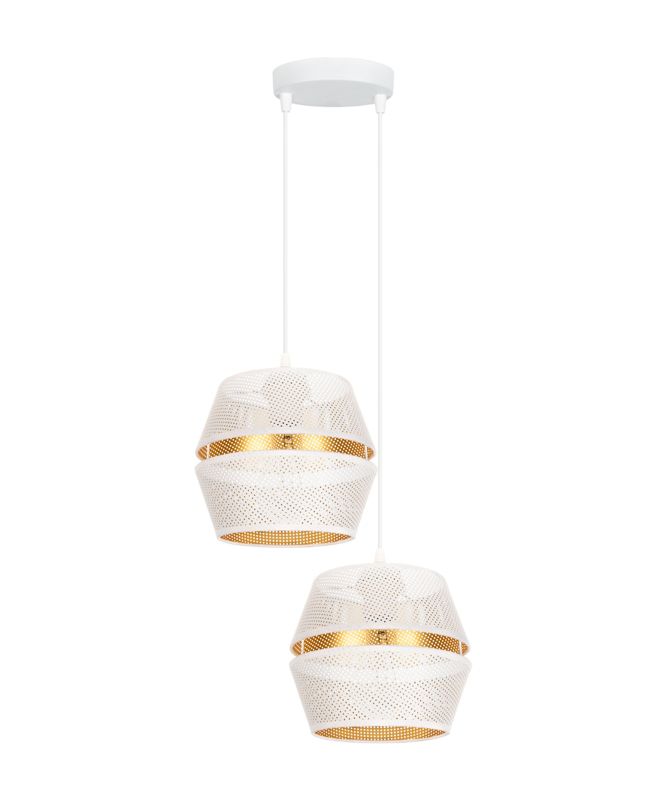 Lampa sufitowa wisząca PARIS HEXE E27 metal 2 x 60W biały złoty H0079 1 szt.