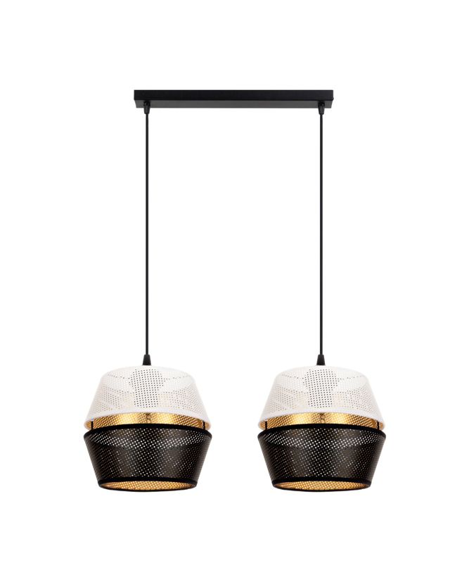 Lampa sufitowa wisząca PARIS HEXE E27 metal 2x60W biały czarny złoty H0083 1 szt.