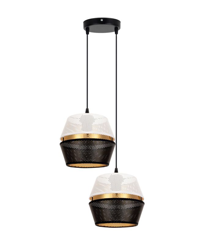 Lampa sufitowa wisząca PARIS HEXE E27 metal 2x60W biały czarny złoty H0085 1 szt.