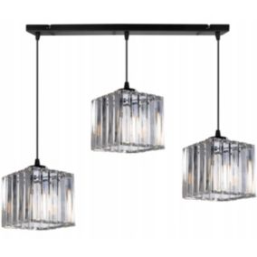 Lampa sufitowa wisząca pozioma Light Home LH Holdi 3x E27 60W klosz kwadratowy szkło 1szt.