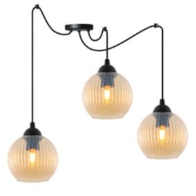 Lampa sufitowa wisząca pozioma Light Home LH Riffle Kula 3x E27 60W miodowy 1szt.