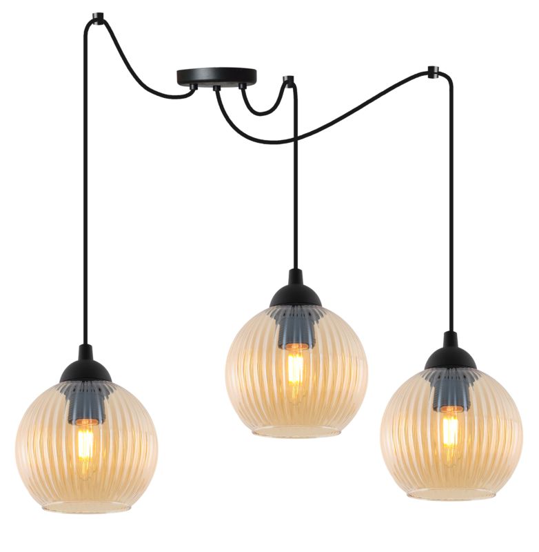 Lampa sufitowa wisząca pozioma Light Home LH Riffle Kula 3x E27 60W miodowy 1szt.