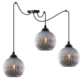 Lampa sufitowa wisząca pozioma Light Home LH Riffle Kula 3x E27 60W szary 1szt.