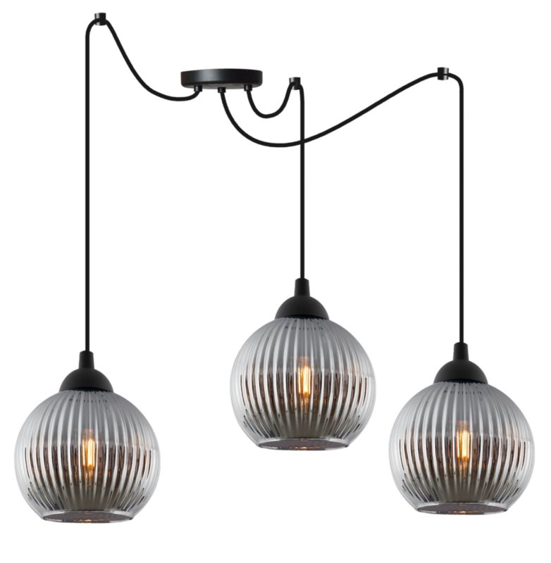 Lampa sufitowa wisząca pozioma Light Home LH Riffle Kula 3x E27 60W szary 1szt.