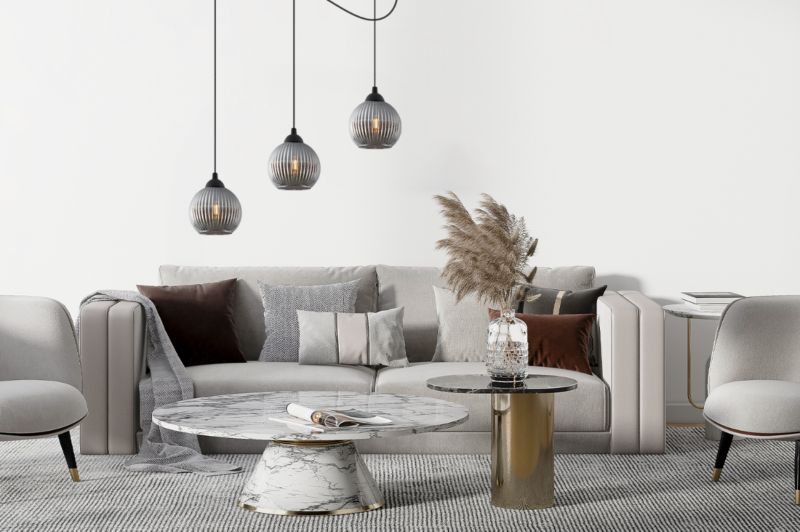 Lampa sufitowa wisząca pozioma Light Home LH Riffle Kula 3x E27 60W szary 1szt.