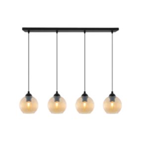 Lampa sufitowa wisząca pozioma Light Home LH Riffle Kula 4x E27 60W miodowy 1szt.