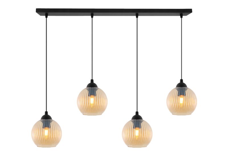 Lampa sufitowa wisząca pozioma Light Home LH Riffle Kula 4x E27 60W miodowy 1szt.