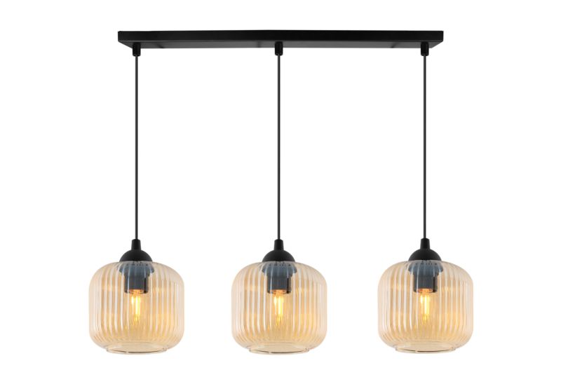 Lampa sufitowa wisząca pozioma Light Home LH Riffle Walec 3x E27 60W miodowy 1szt.