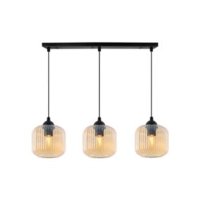 Lampa sufitowa wisząca pozioma Light Home LH Riffle Walec 3x E27 60W miodowy 1szt.