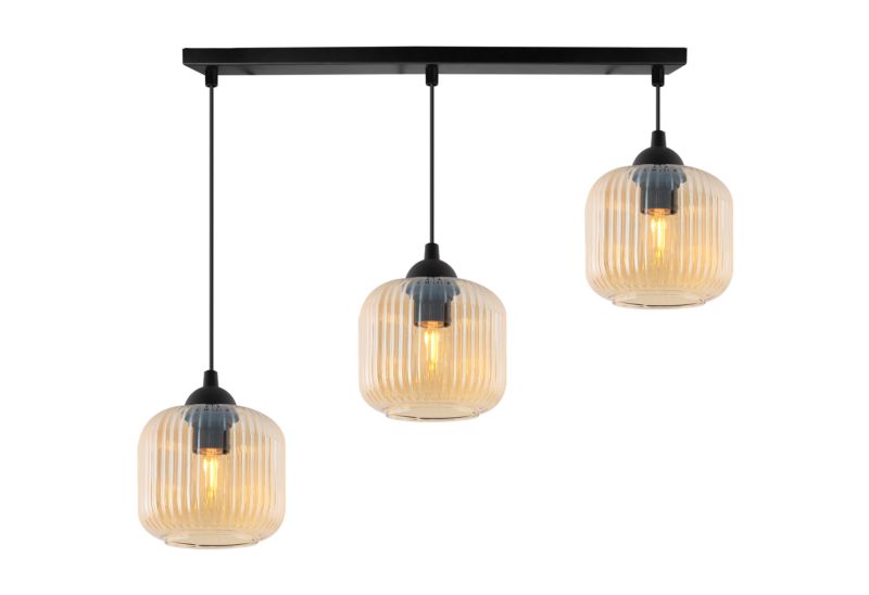 Lampa sufitowa wisząca pozioma Light Home LH Riffle Walec 3x E27 60W miodowy 1szt.